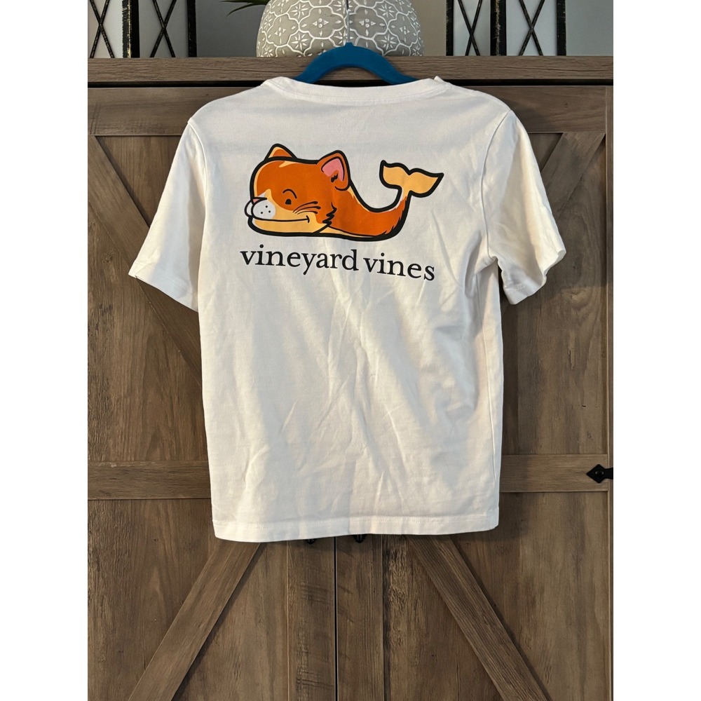 Vineyard Vines Kids Cat Whale Graphic Pocket T-Shirt White Size 6
